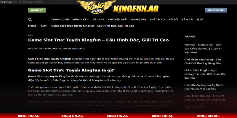 Game Slot Trực Tuyến Kingfun